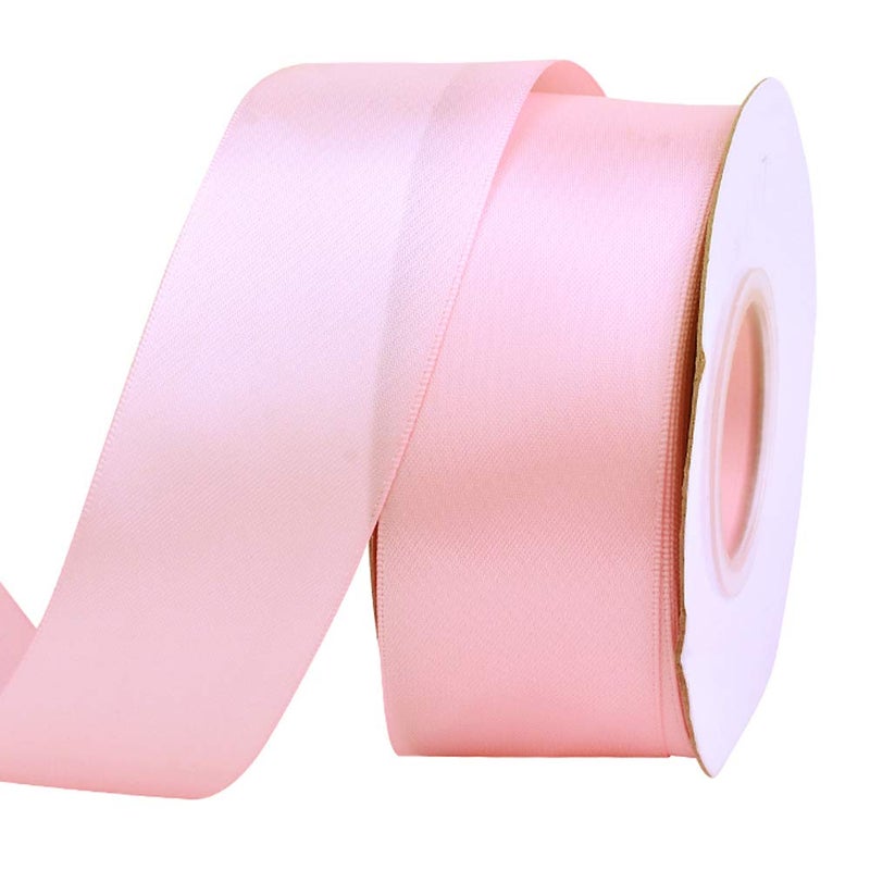 Ribest Light Pink Double Faced Satin Ribbon, 1-1/2 Inch Ribbon for Flower Bouquet Gift Wrapping Bows Wedding Party Decoration, Continuous 25 Yards - Image 1